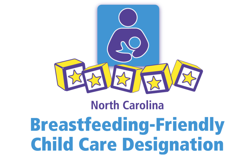 Logo and text for North Carolina Breastfeeding Friendly Child Care Designation