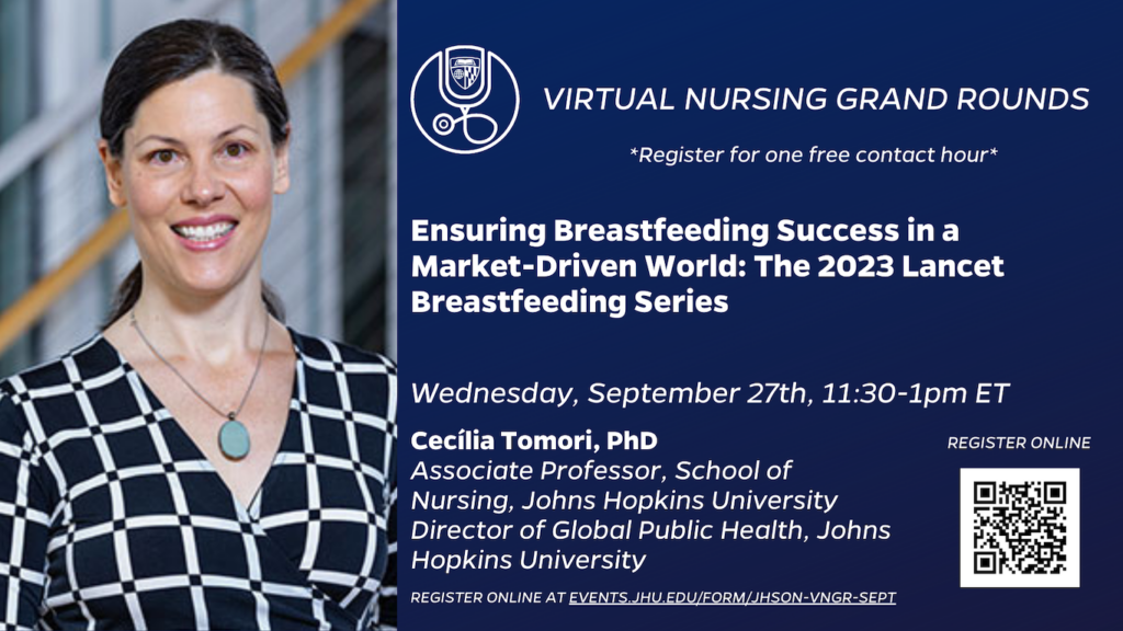 image of Cecilia Tomori and text describing an upcoming Lancet Breastfeeding Series event.