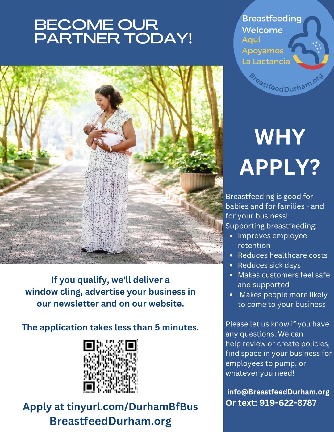 Become our partner today: Breastfeeding Welcome window cling flyer