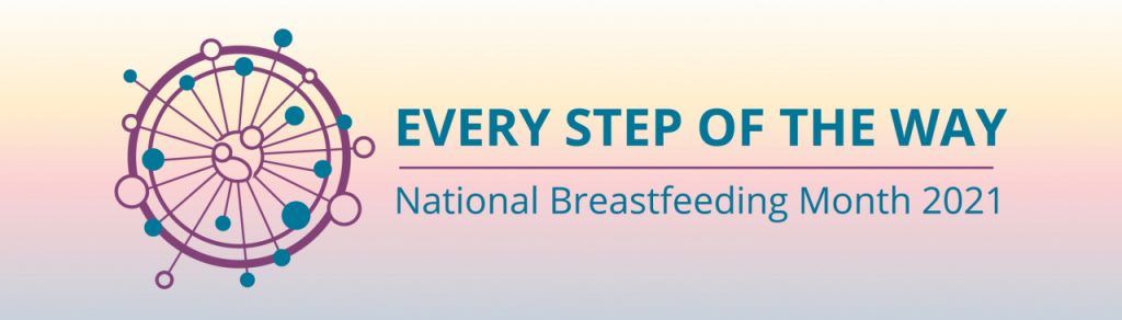 National Breastfeeding Month 2021 logo and text: Every Step of the Way